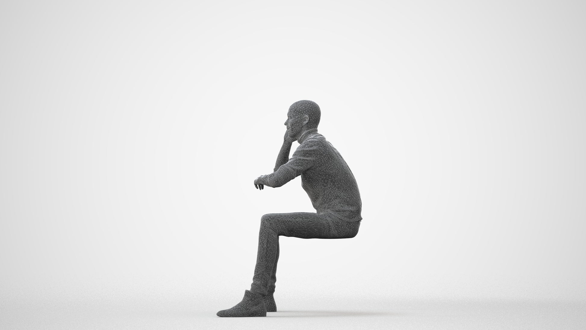 3D human model man casual business, photogrammetry scanned person for archviz, square thumbnail