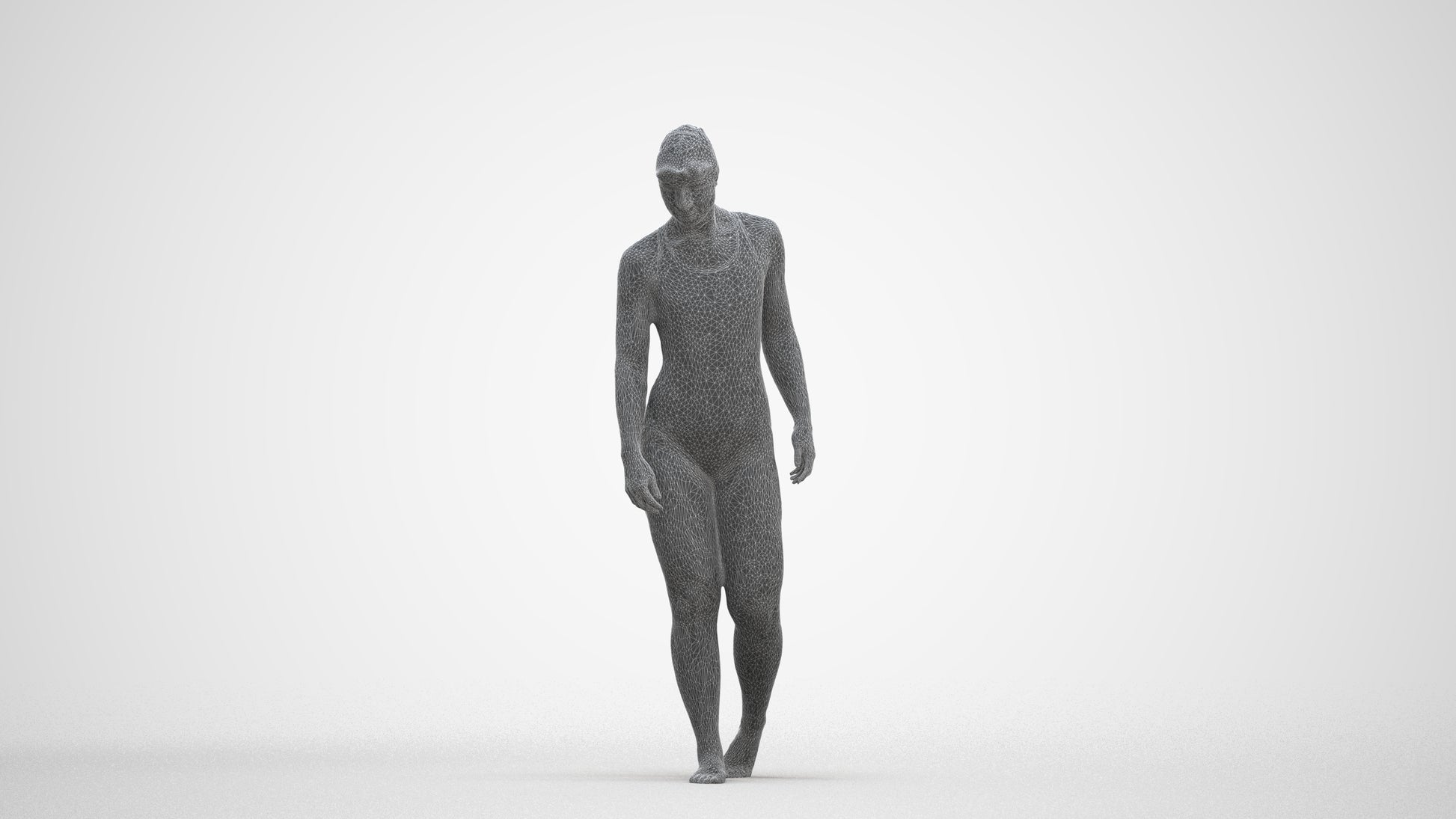 scanned 3D woman sport pool, photogrammetry people for Enscape and V-Ray, three-quarter front view render