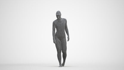 scanned 3D woman sport pool, photogrammetry people for Enscape and V-Ray, three-quarter front view render