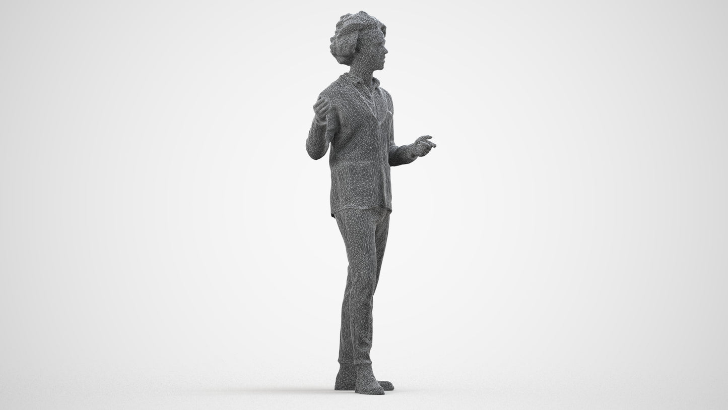 realistic 3D man business, scanned archviz people for Blender and 3ds Max, wireframe side view