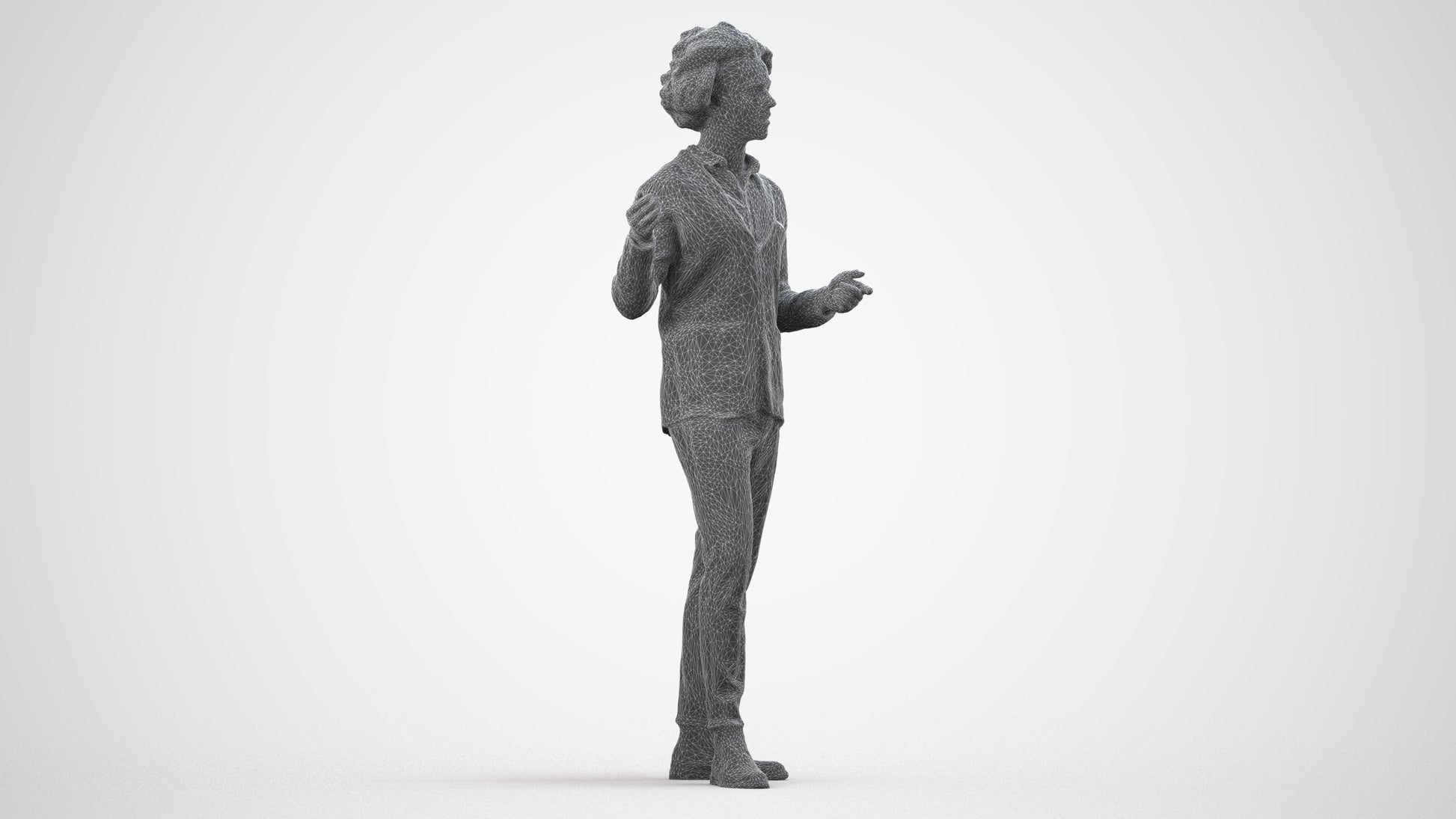 realistic 3D man business, scanned archviz people for Blender and 3ds Max, wireframe side view