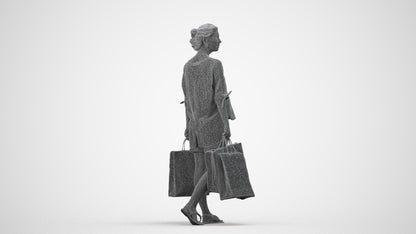 3D people model man formal shopping, scanned human for 3ds Max rendering, wireframe side view