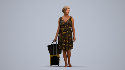 photogrammetry 3D woman casual walking, realistic human model archviz FBX, standing pose render