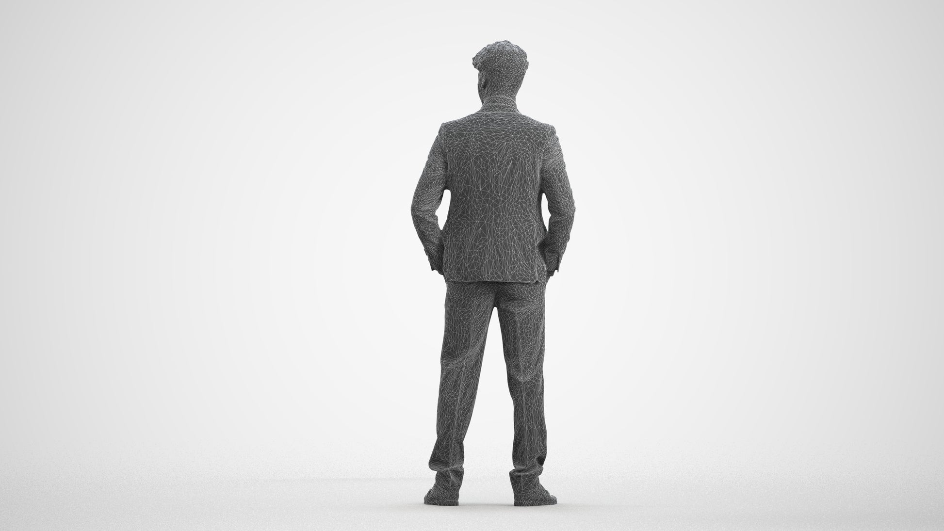 realistic 3D people man business, render-ready for V-Ray and Corona, FBX OBJ, wireframe front view