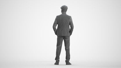 realistic 3D people man business, render-ready for V-Ray and Corona, FBX OBJ, wireframe front view