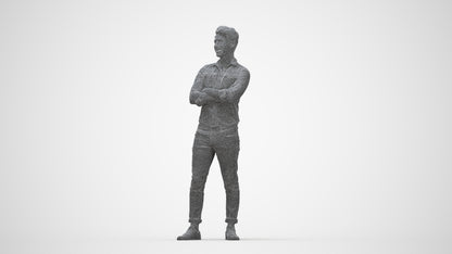 realistic 3D man casual mix, scanned archviz people for Blender and 3ds Max, wireframe back view
