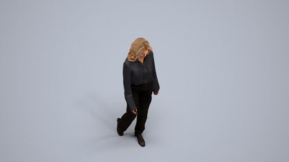 3D scanned woman walking business, photorealistic archviz people for Enscape and SketchUp, back view render