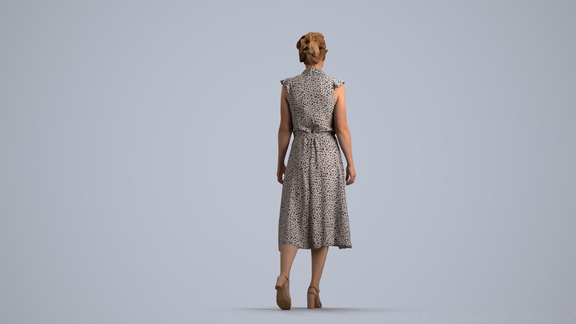 scanned 3D woman business walking, photogrammetry people for Enscape and V-Ray, front view render