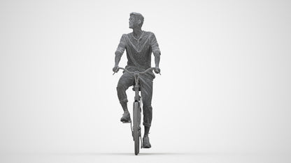 3D scanned man sitting casual, photorealistic archviz people for Enscape and SketchUp, wireframe back view