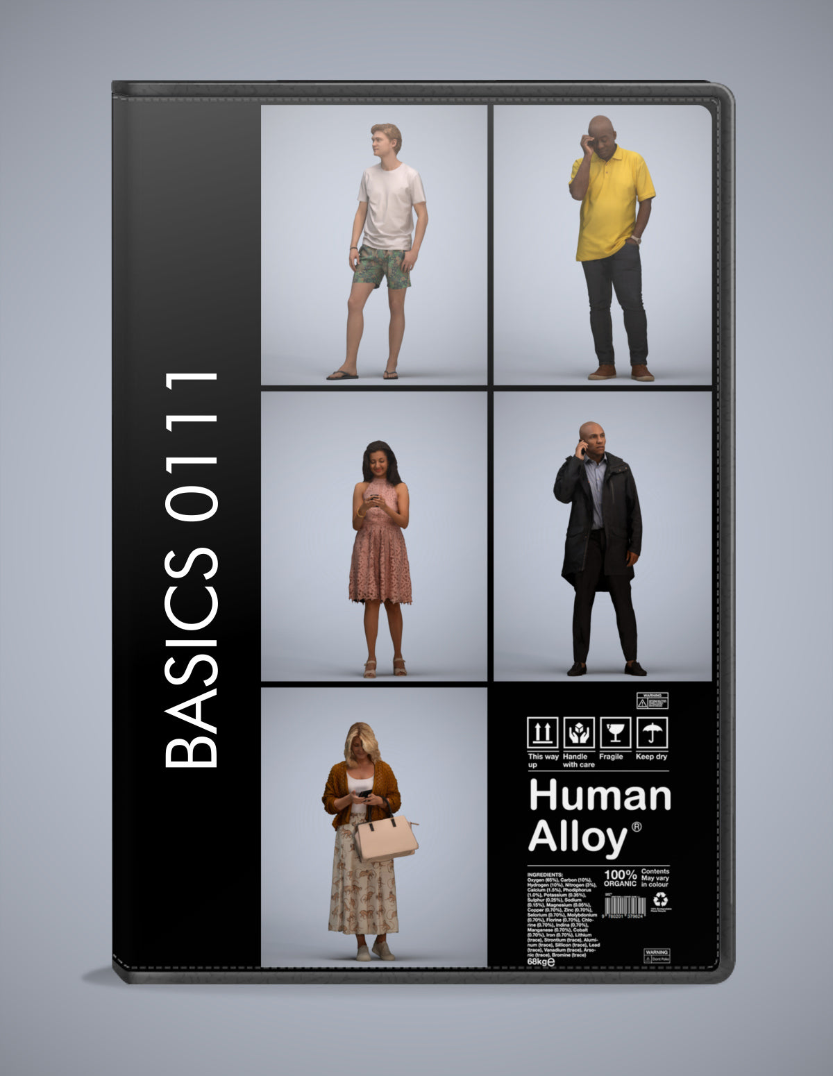 realistic 3D people standing set, 5 render-ready models for V-Ray and Corona