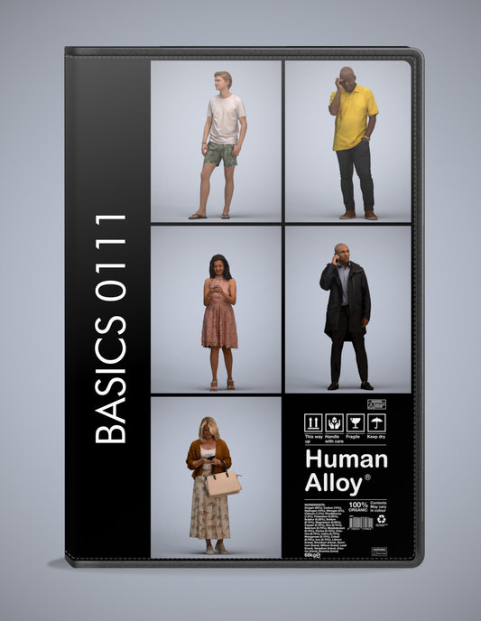 realistic 3D people standing set, 5 render-ready models for V-Ray and Corona