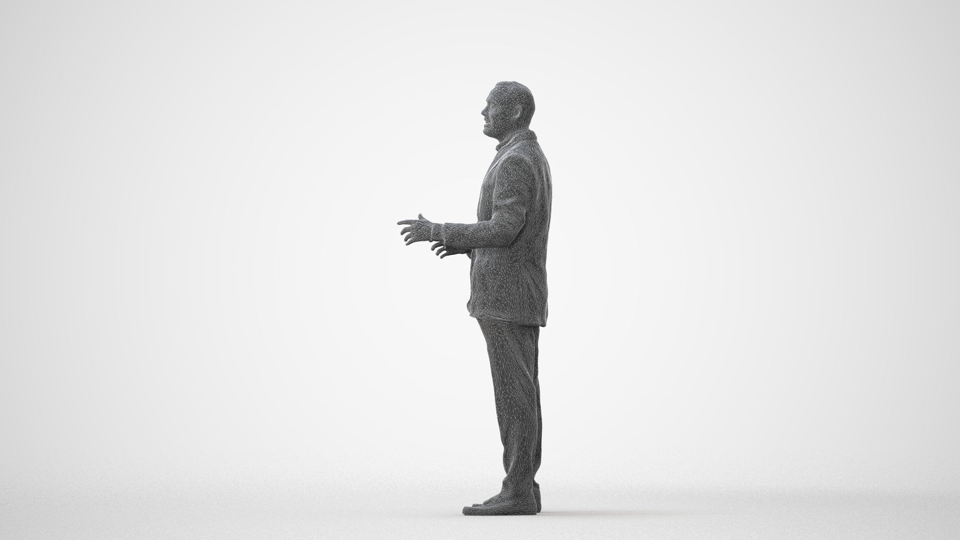 3D scanned man standing formal, photorealistic archviz people for Enscape and SketchUp, square thumbnail