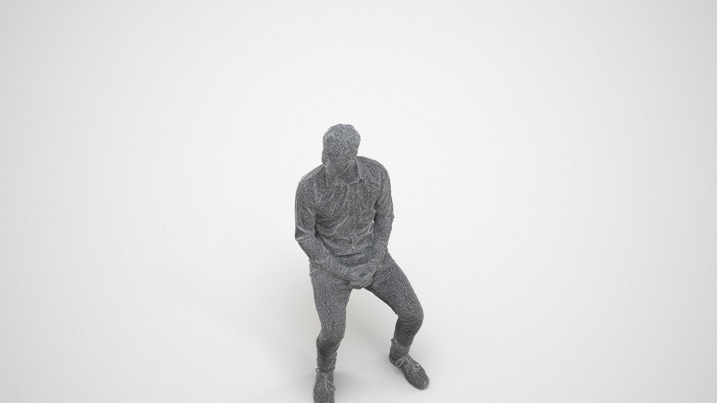 realistic 3D people man casual pool, render-ready for V-Ray and Corona, FBX OBJ, wireframe three-quarter view