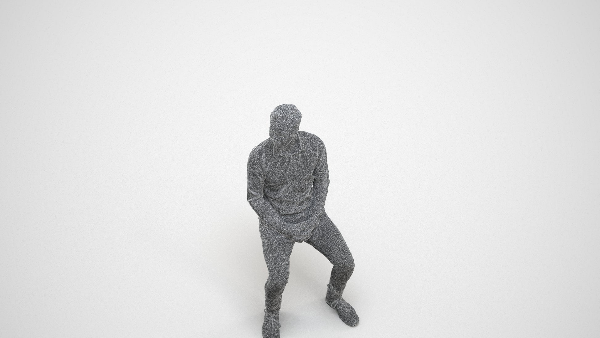 realistic 3D people man casual pool, render-ready for V-Ray and Corona, FBX OBJ, wireframe three-quarter view