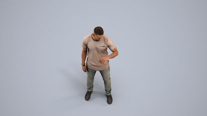 3D people model man casual standing, scanned human for 3ds Max rendering, back view render