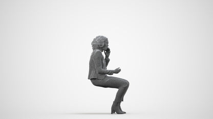 3D human model woman business, photogrammetry scanned person for archviz, wireframe front view