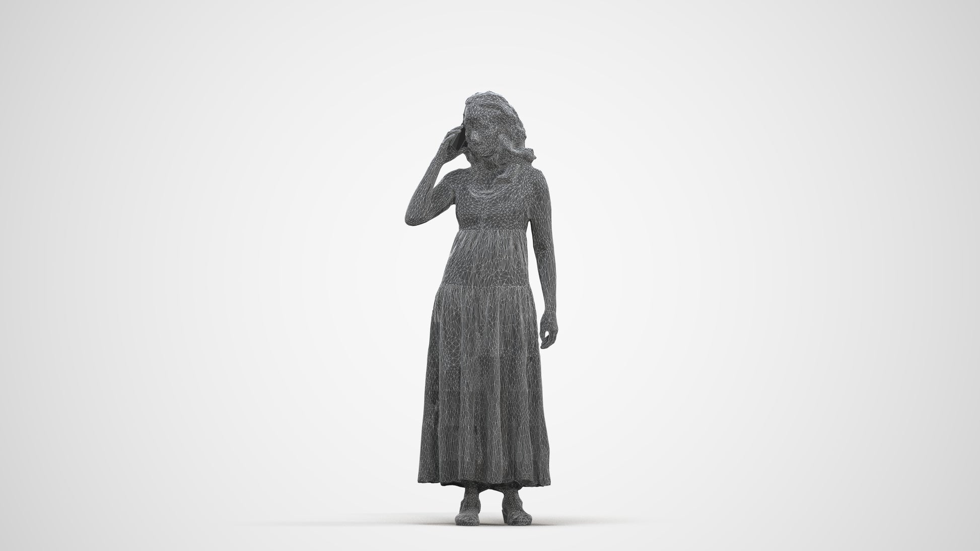 3D people model woman casual standing, scanned human for 3ds Max rendering, three-quarter front view render