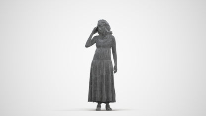 3D people model woman casual standing, scanned human for 3ds Max rendering, three-quarter front view render