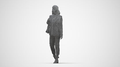 scanned 3D woman business walking, photogrammetry people for Enscape and V-Ray, wireframe back view