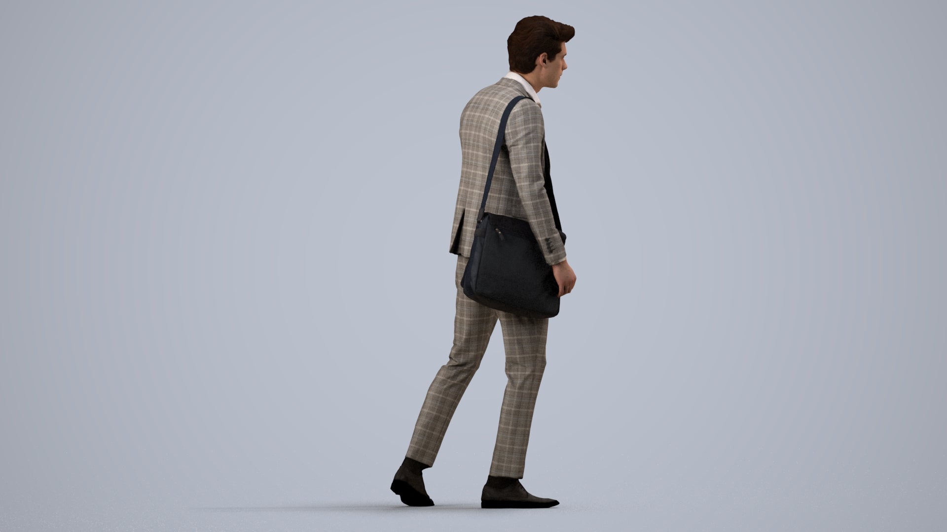 scanned 3D man business, photogrammetry people for Enscape and V-Ray, side view render