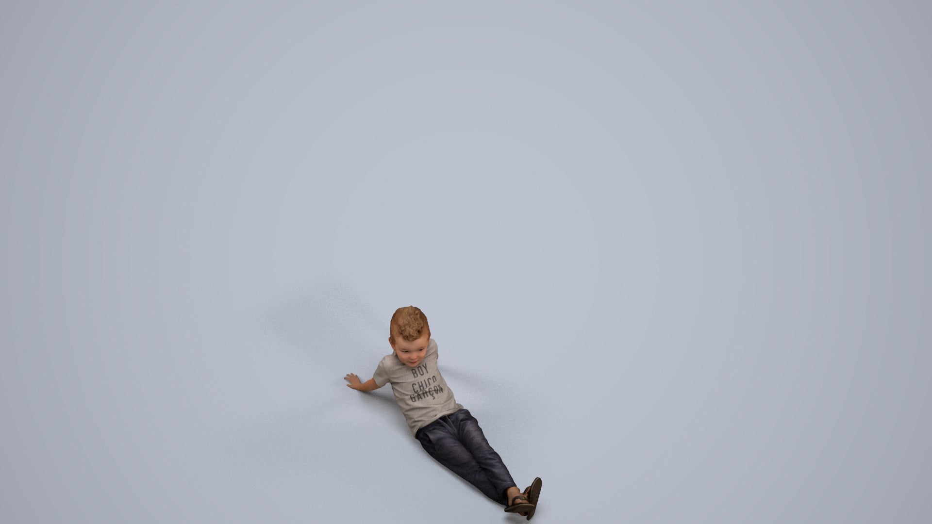 photogrammetry 3D boy casual kids, realistic human model archviz FBX, back view render