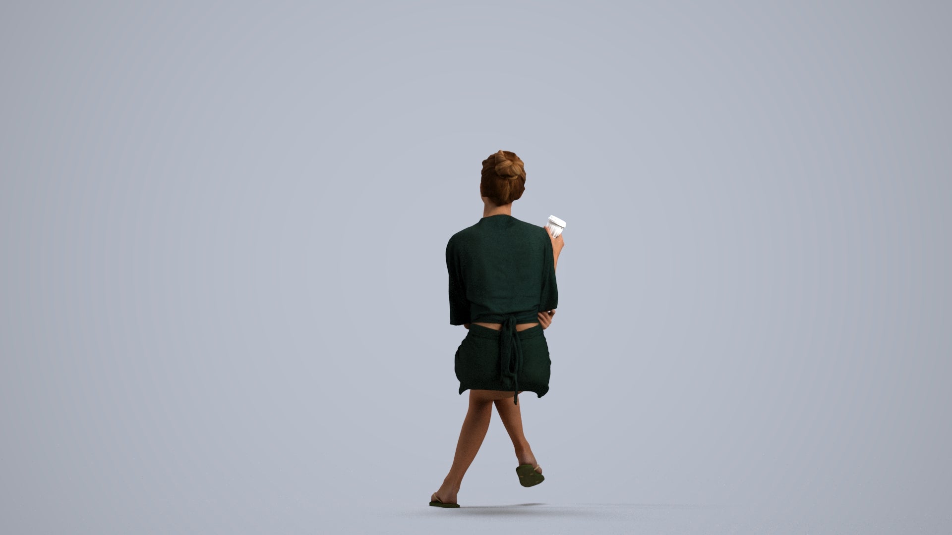 3D people model woman casual sitting, scanned human for 3ds Max rendering, front view render