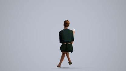 3D people model woman casual sitting, scanned human for 3ds Max rendering, front view render