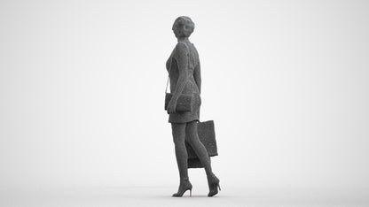 photogrammetry 3D woman casual shopping, realistic human model archviz FBX, wireframe front view