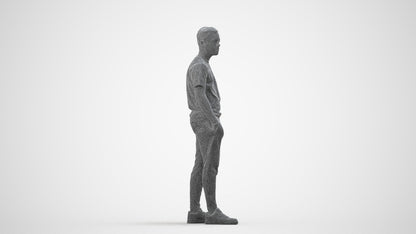 photogrammetry 3D boy casual kids, realistic human model archviz FBX, wireframe side view