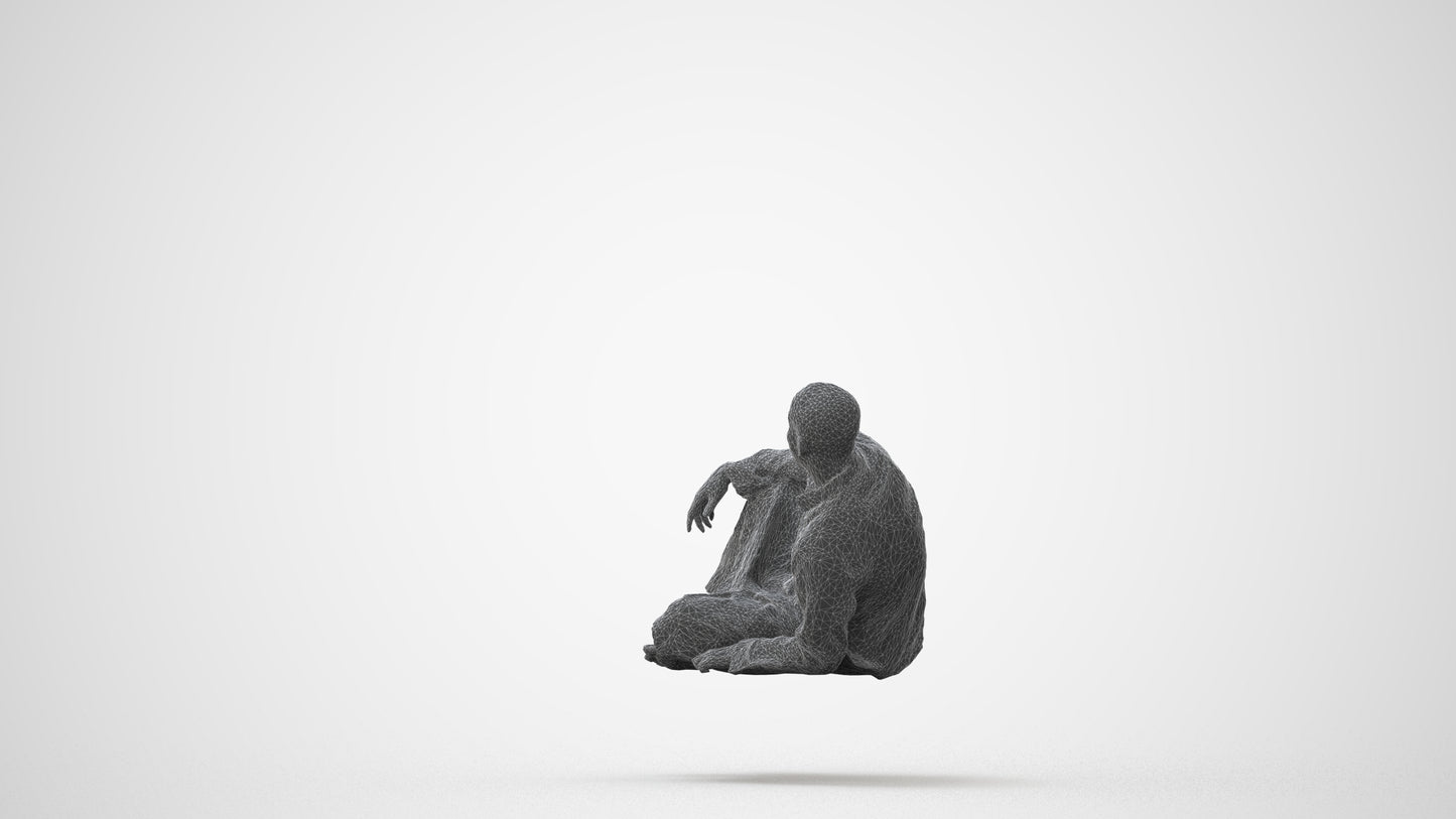 3D people model man casual sitting, scanned human for 3ds Max rendering, square thumbnail