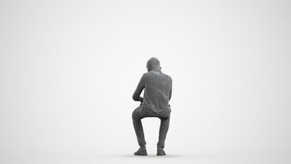 3D scanned boy kids business, photorealistic archviz people for Enscape and SketchUp, wireframe front view