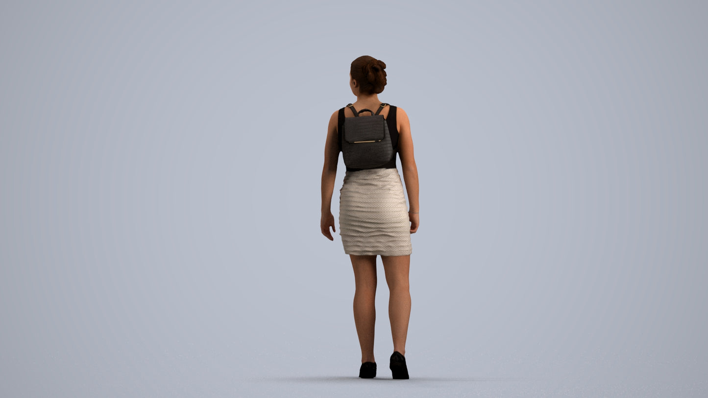 3D people model girl casual kids, scanned human for 3ds Max rendering, front view render