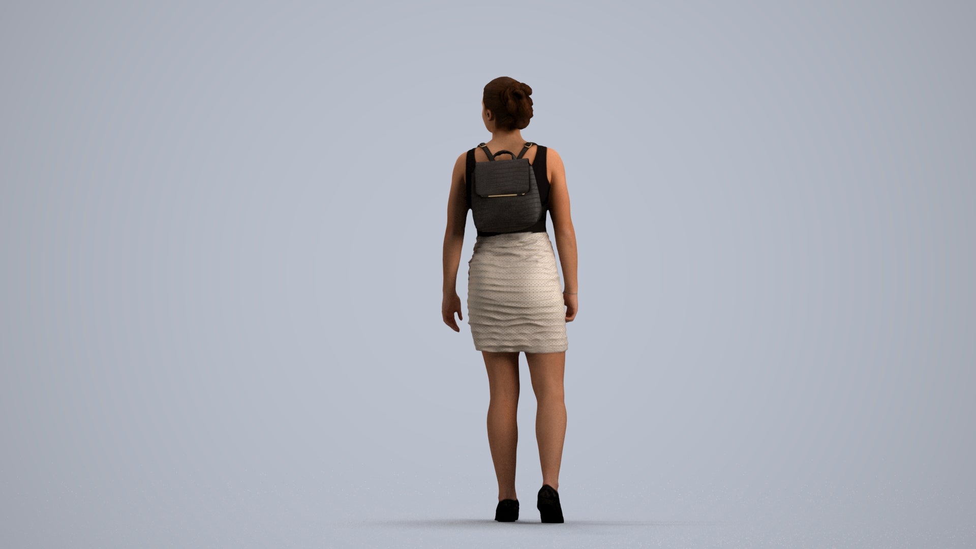 3D people model girl casual kids, scanned human for 3ds Max rendering, front view render