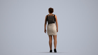 3D people model girl casual kids, scanned human for 3ds Max rendering, front view render