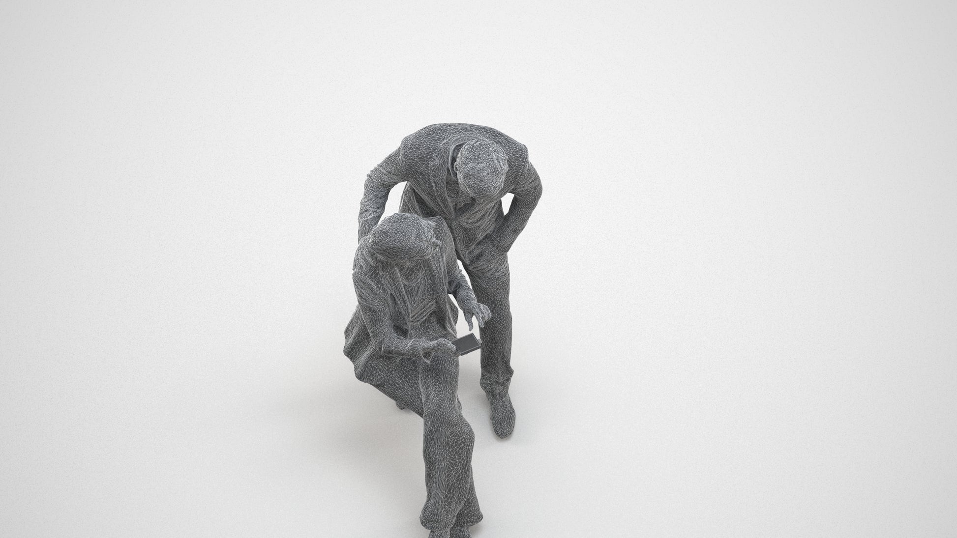 photogrammetry 3D woman business, realistic human model archviz FBX, wireframe three-quarter view