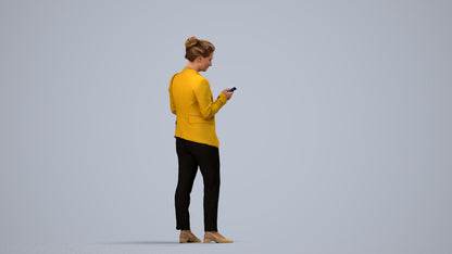 3D people model woman casual standing, scanned human for 3ds Max rendering, side view render