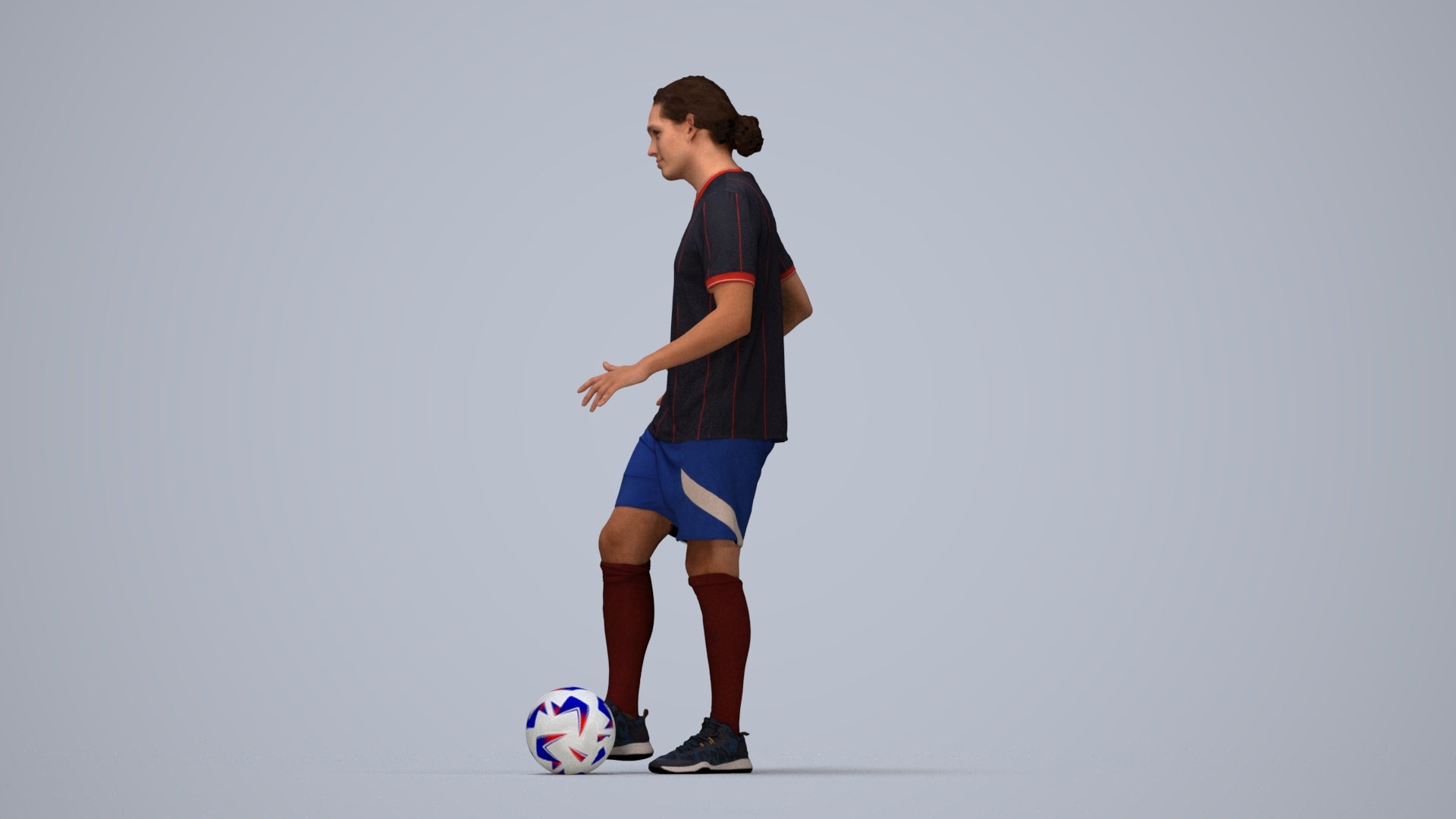 photogrammetry 3D man sport, realistic human model archviz FBX, top-down view render