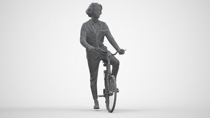 scanned 3D man business cycling, photogrammetry people for Enscape and V-Ray, three-quarter front view render