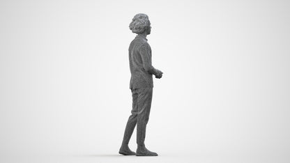 photogrammetry 3D man casual standing, realistic human model archviz FBX, wireframe side view