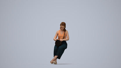 photogrammetry 3D girl casual kids, realistic human model archviz FBX, top-down view render