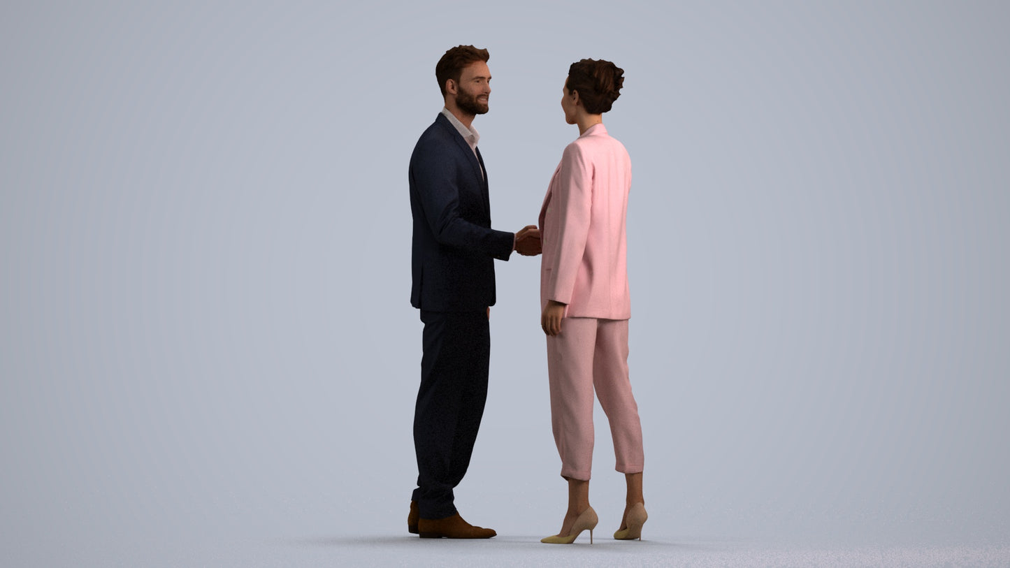 3D people model woman business shopping, scanned human for 3ds Max rendering, front view render