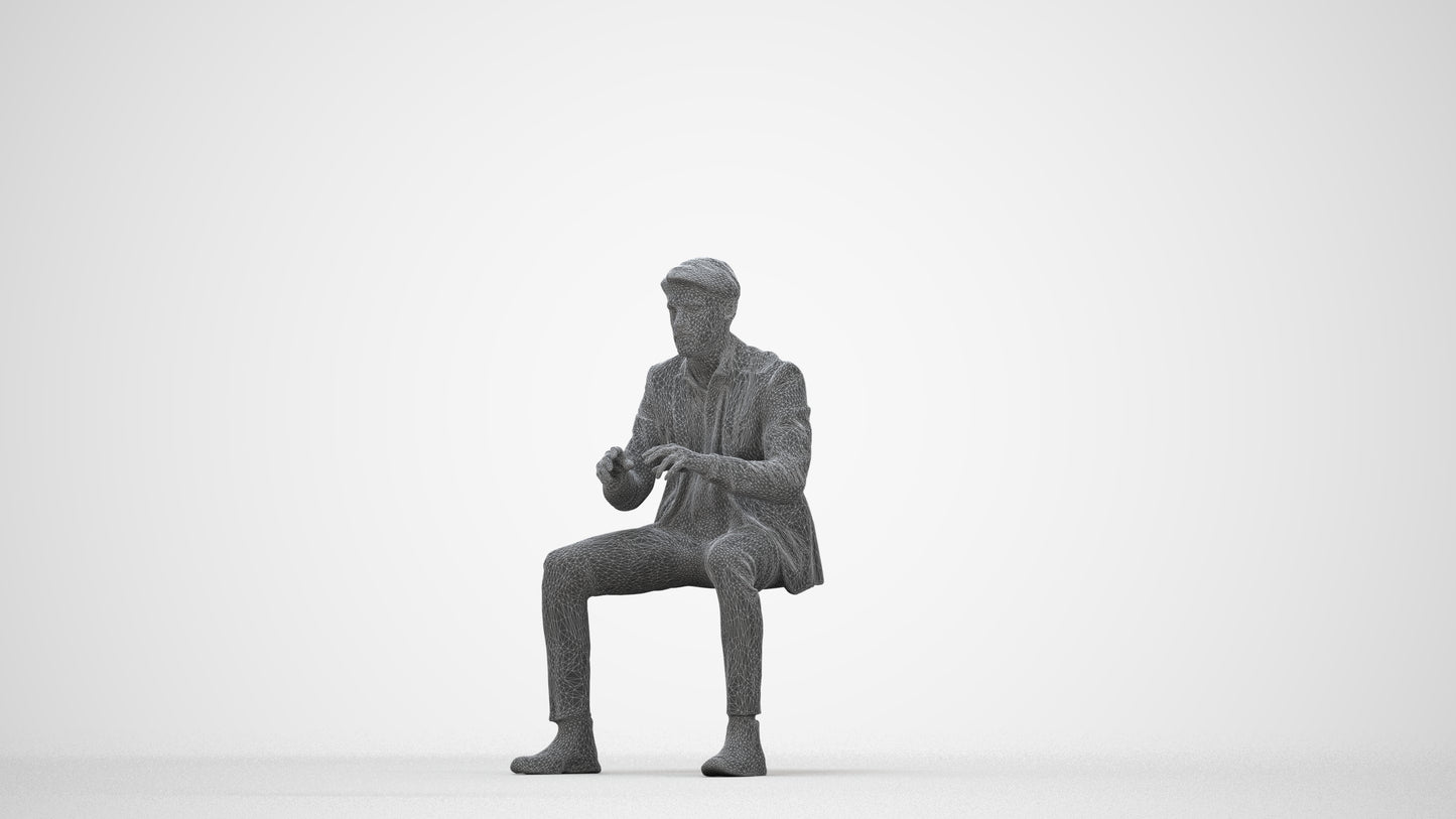 scanned 3D man business, photogrammetry people for Enscape and V-Ray, wireframe back view