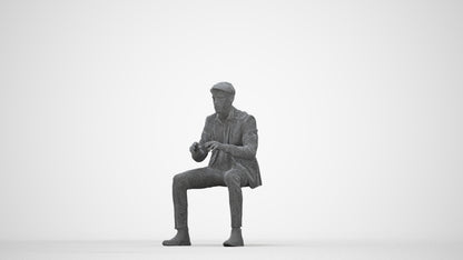scanned 3D man business, photogrammetry people for Enscape and V-Ray, wireframe back view