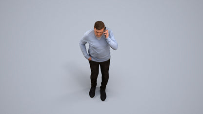 3D human model man casual standing, photogrammetry scanned person for archviz, back view render