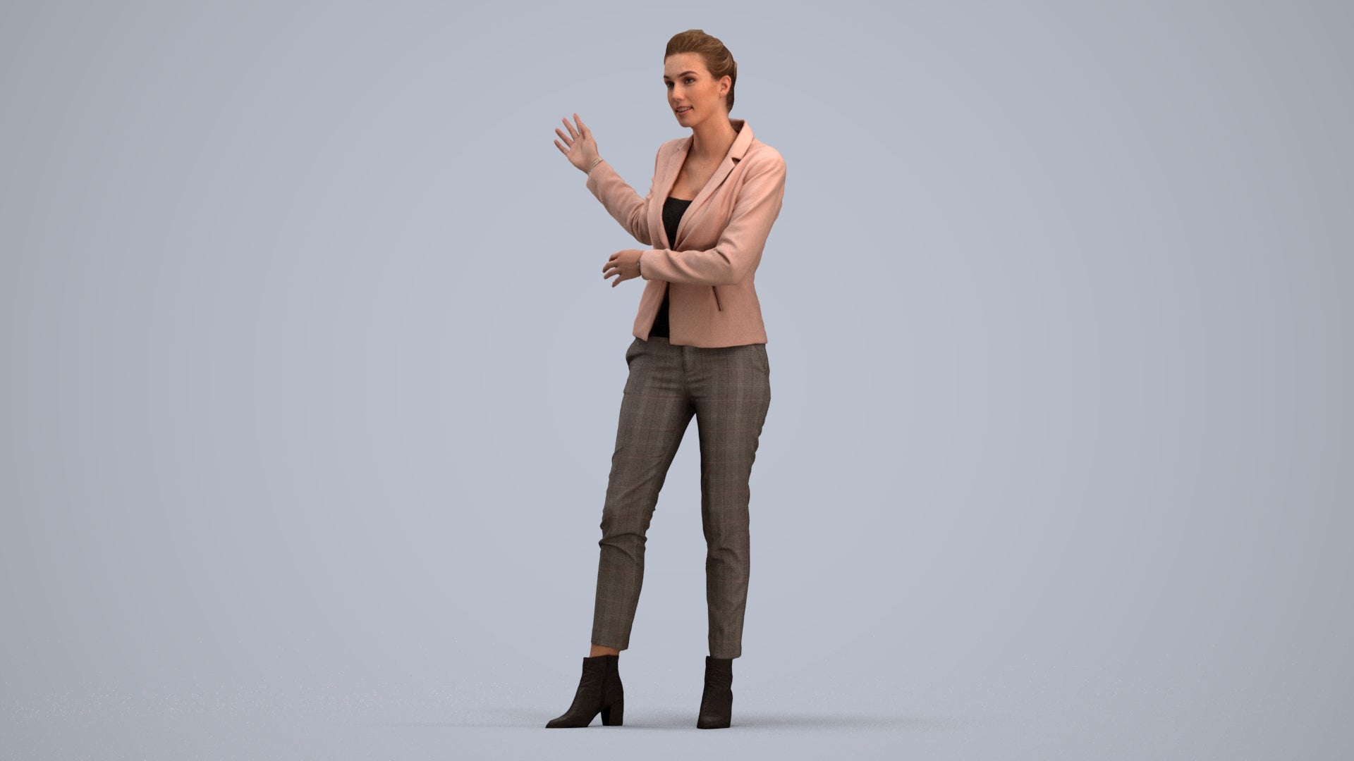 photogrammetry 3D woman business standing, realistic human model archviz FBX, standing pose render