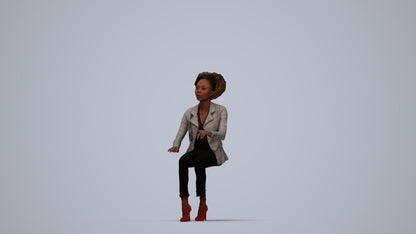 3D scanned woman sitting business, photorealistic archviz people for Enscape and SketchUp, top-down view render