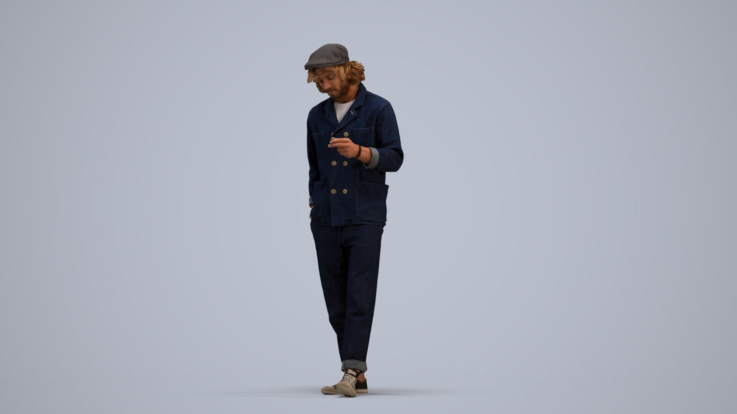 realistic 3D human man casual standing, archviz people FBX OBJ for Blender, standing pose render