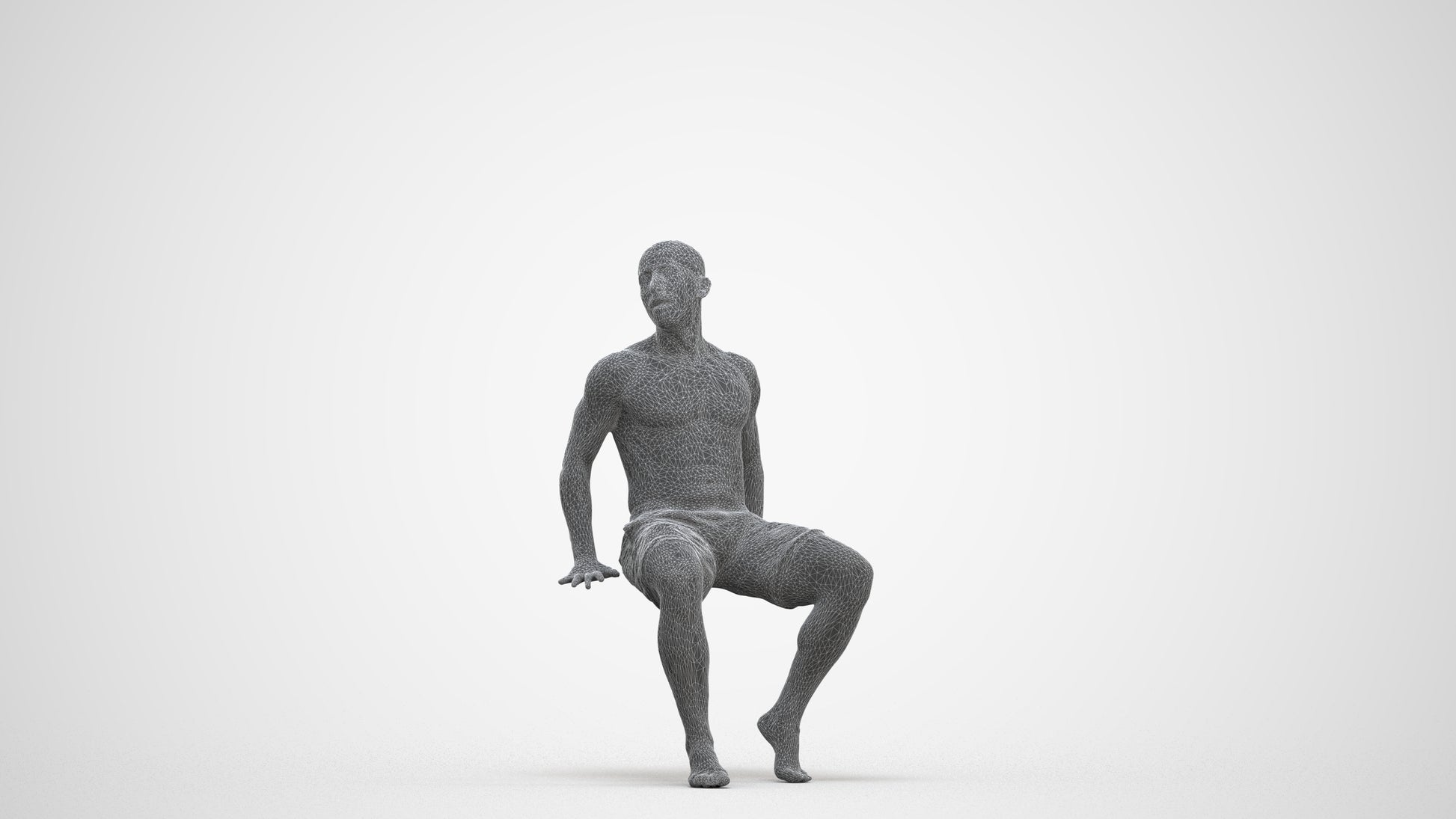 3D people model man pool, scanned human for 3ds Max rendering, three-quarter front view render