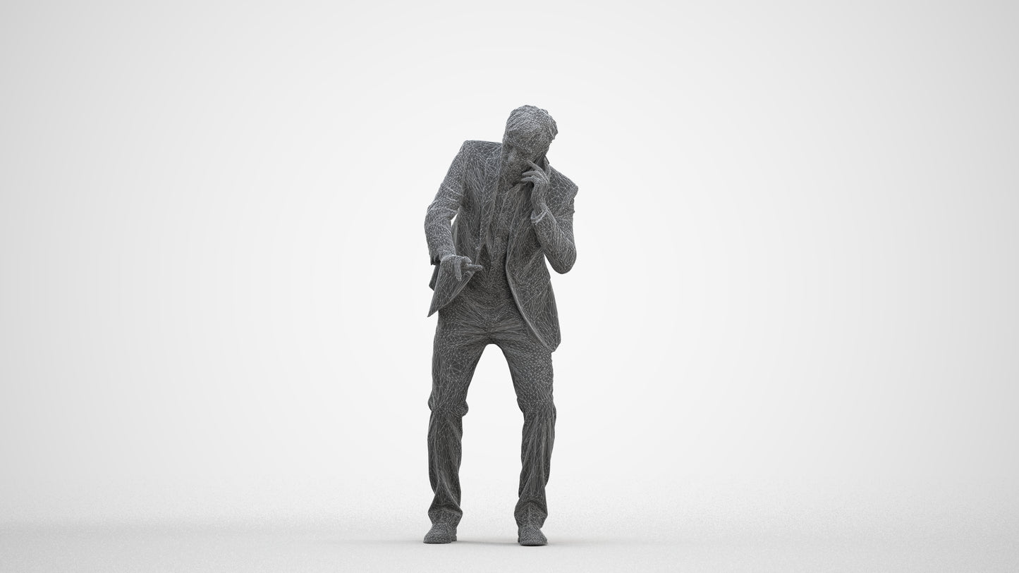 realistic 3D man business, scanned archviz people for Blender and 3ds Max, three-quarter front view render