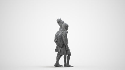 realistic 3D girl kids, scanned archviz people for Blender and 3ds Max, wireframe side view